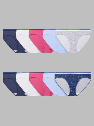 Women's Cotton Low Rise Hipster Panty, Assorted 10 Pack 