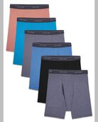 Men's Eversoft® CoolZone® Fly Boxer Briefs, Extended Sizes Assorted Stripe and Solid 6 Pack ASSORTED