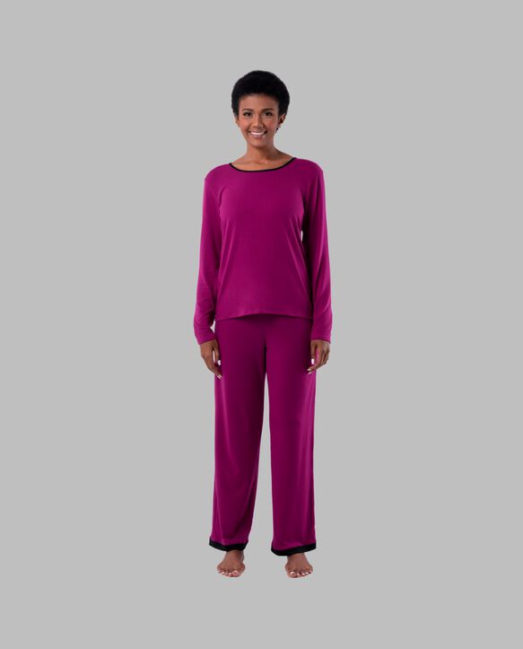 Women's Soft & Breathable Crew Neck Long Sleeve Shirt and Pants, 2-Piece Pajama Set BOYSENBERRY