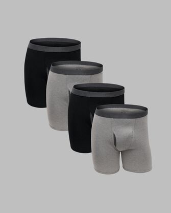 Men's Premium CoolZone® Boxer Briefs, Black and Gray 4 Pack 