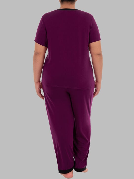 Women's Plus Fit for Me® Soft & Breathable V-Neck Pajama,  2 Piece Pajama Set BOYSENBERRY