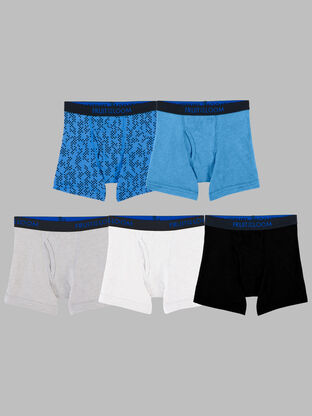 Boys' Breathable Cooling Cotton Mesh Boxer Briefs, Assorted 5 Pack 