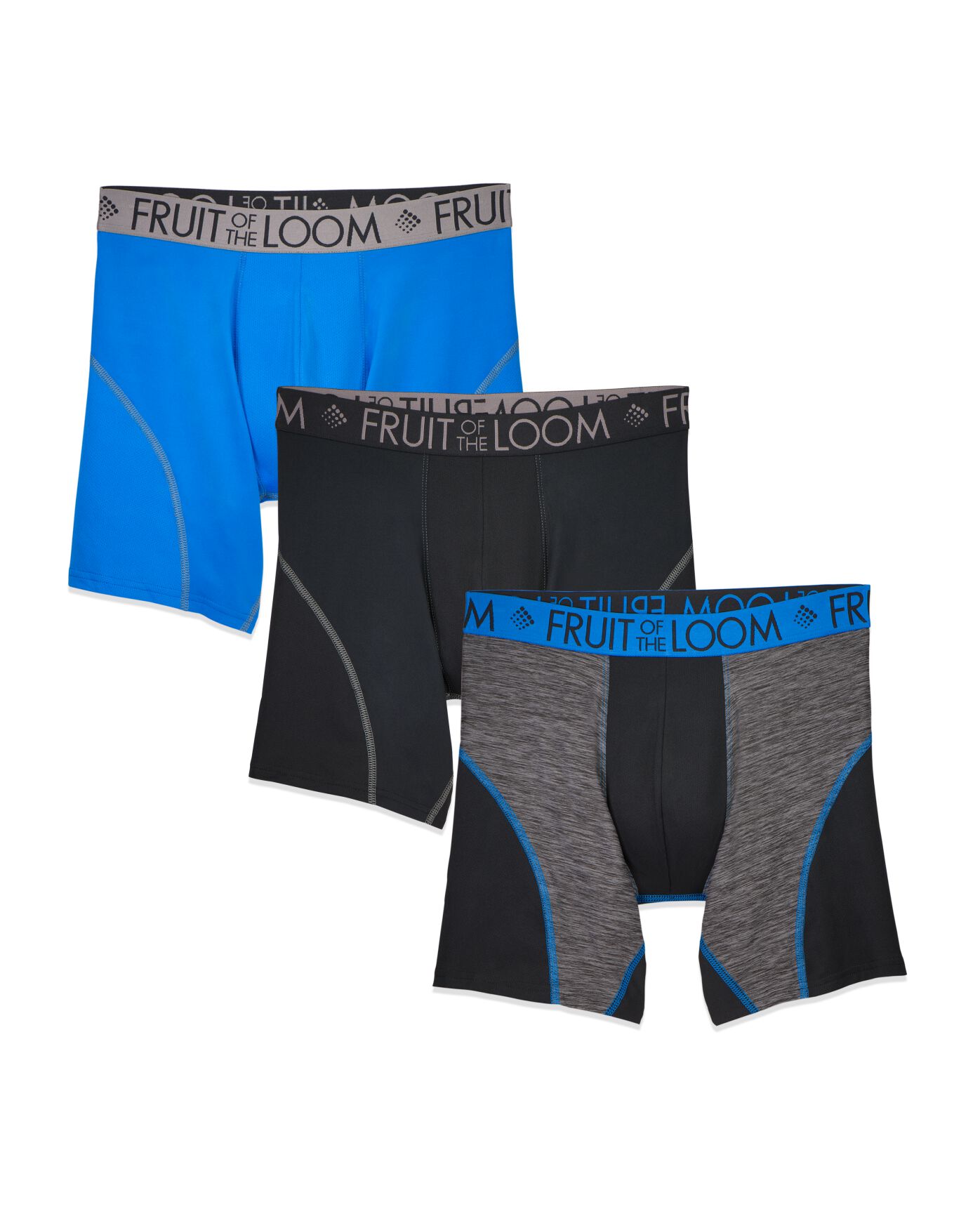 Men's Breathable Performance Assorted Color Boxer Briefs, 3 Pack | Fruit