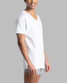 Men's Short Sleeve V-neck T-Shirt, White 6 Pack 