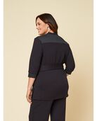 Women’s Seek No Further Plus Size ¾ Sleeve Stretch Tie Jacket Brilliant Black