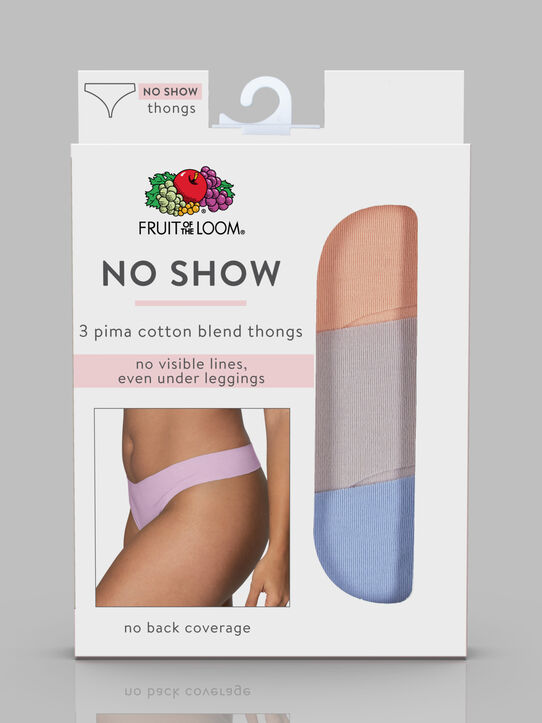 Women's No Show Thong Panty, Assorted 3 Pack ASST
