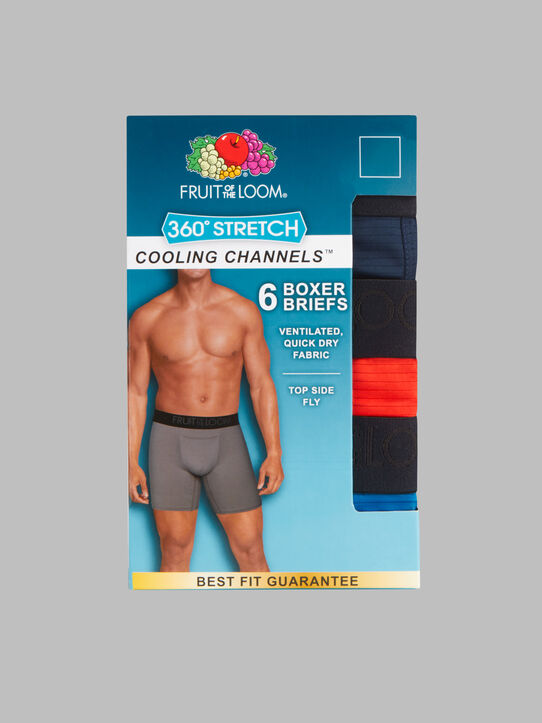 Men's 360 Stretch Cooling Channels Boxer Briefs, Assorted 6 Pack Assorted