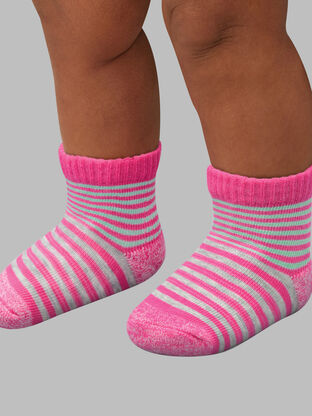 Baby Girls' Beyondsoft® Grow and Fit Ankle Socks, Pink 10 Pack 