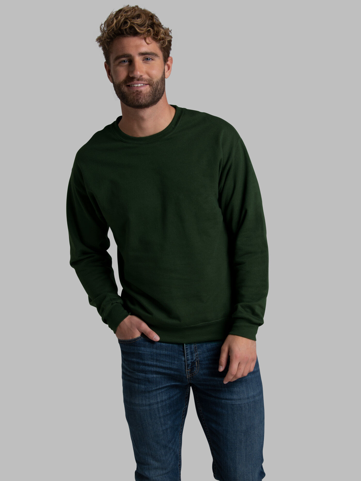 Fruit of the loom men's fleece crew sweatshirt on sale