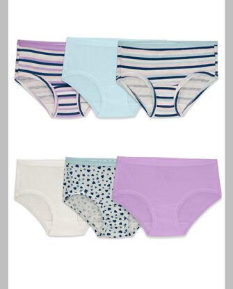 Fruit of the Loom Girls 6 Pack Assorted Cotton Briefs 