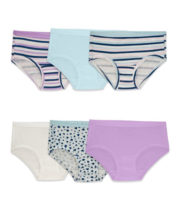 Fruit of the Loom Girls 6 Pack Assorted Cotton Briefs ASSORTED