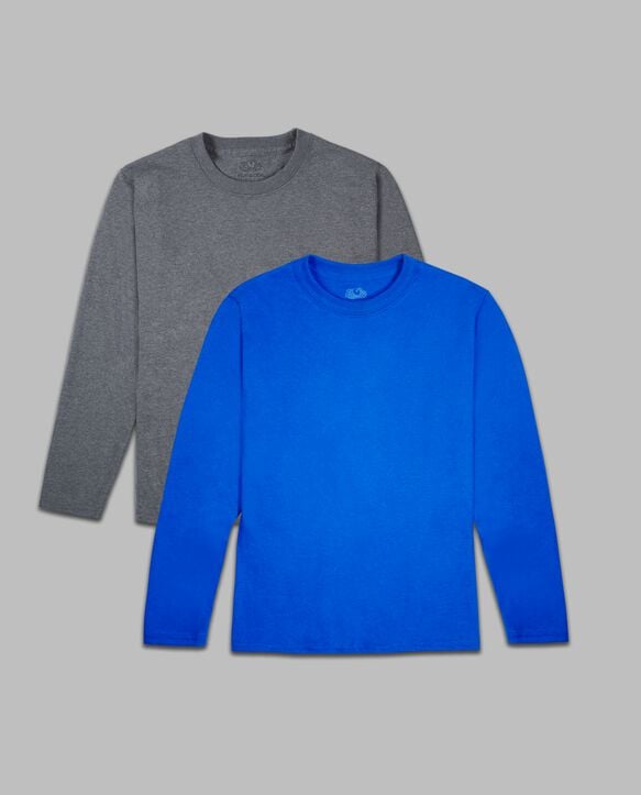 Boys' Supersoft Long Sleeve T-Shirt, 2 Color Pack Royal Asst.