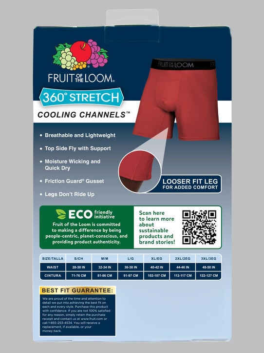 360 Stretch Cooling Channels Loose Fit Boxer Brief, Assorted 3 Pack ASST