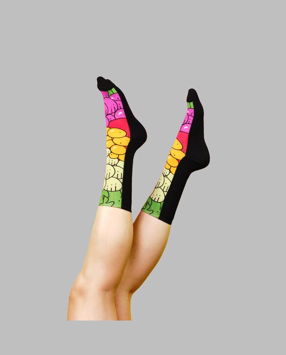 Limited Edition Art of Fruit® Fashion 360° Printed Crew Socks BLACK, RED, PURPLE, GREEN, YELLOW