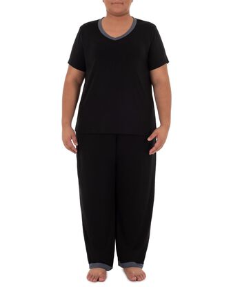 Women's Fit For Me By Fruit of the Loom Soft & Breathable Plus Size V-Neck Pajama Set 