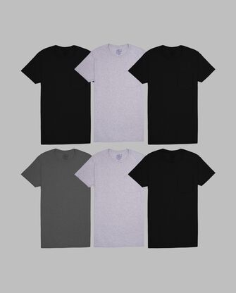 Men's Fashion Pocket T-Shirt, Extended Sizes Assorted 6 Pack 