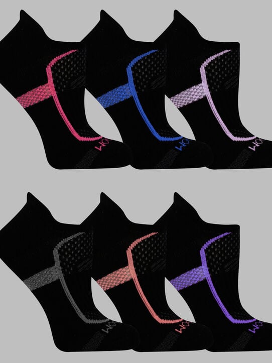 Women's CoolZone® No Show Tab Socks Black Assorted, 6 Pack, Size 8-12 BLACK MULTI 2