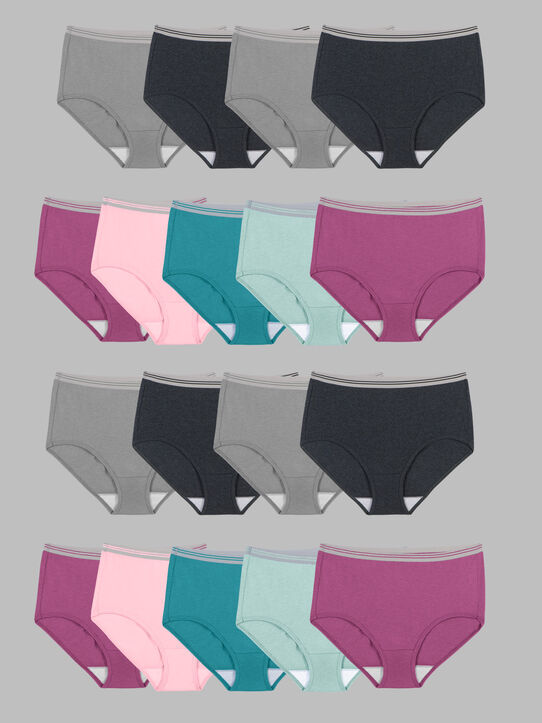 Women's Heather Cotton Brief Panty, Assorted 18 pack Assorted