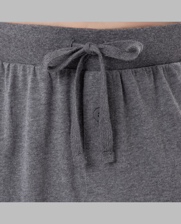 Fruit of the Loom Men's Jersey Short Sleeve Henley Top and Jogger Pant, 2 Piece Set GREY HEATHER