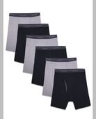Men's CoolZone® Fly Boxer Briefs, Extended Sizes Black and Grey 6 Pack ASSORTED