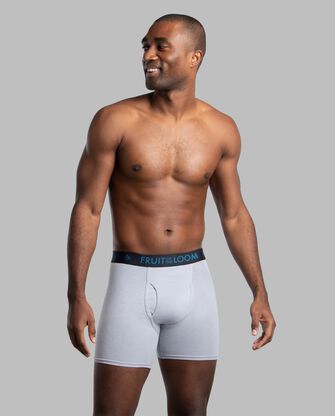 Men's Breathable Cotton Micro-Mesh Boxer Briefs, Black and Grey 3 Pack 