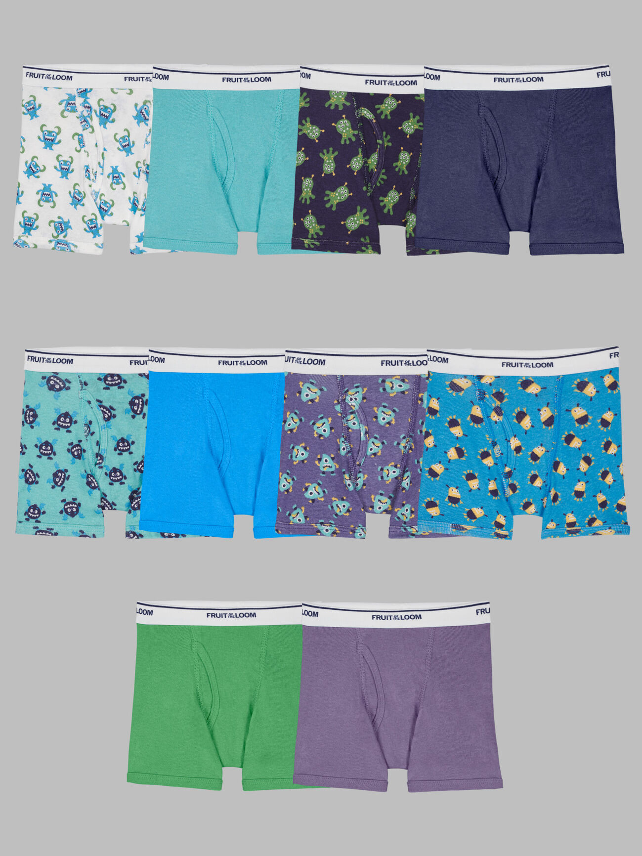 Toddler Boys' EverSoft Assorted Print Boxer Briefs, 10 Pack