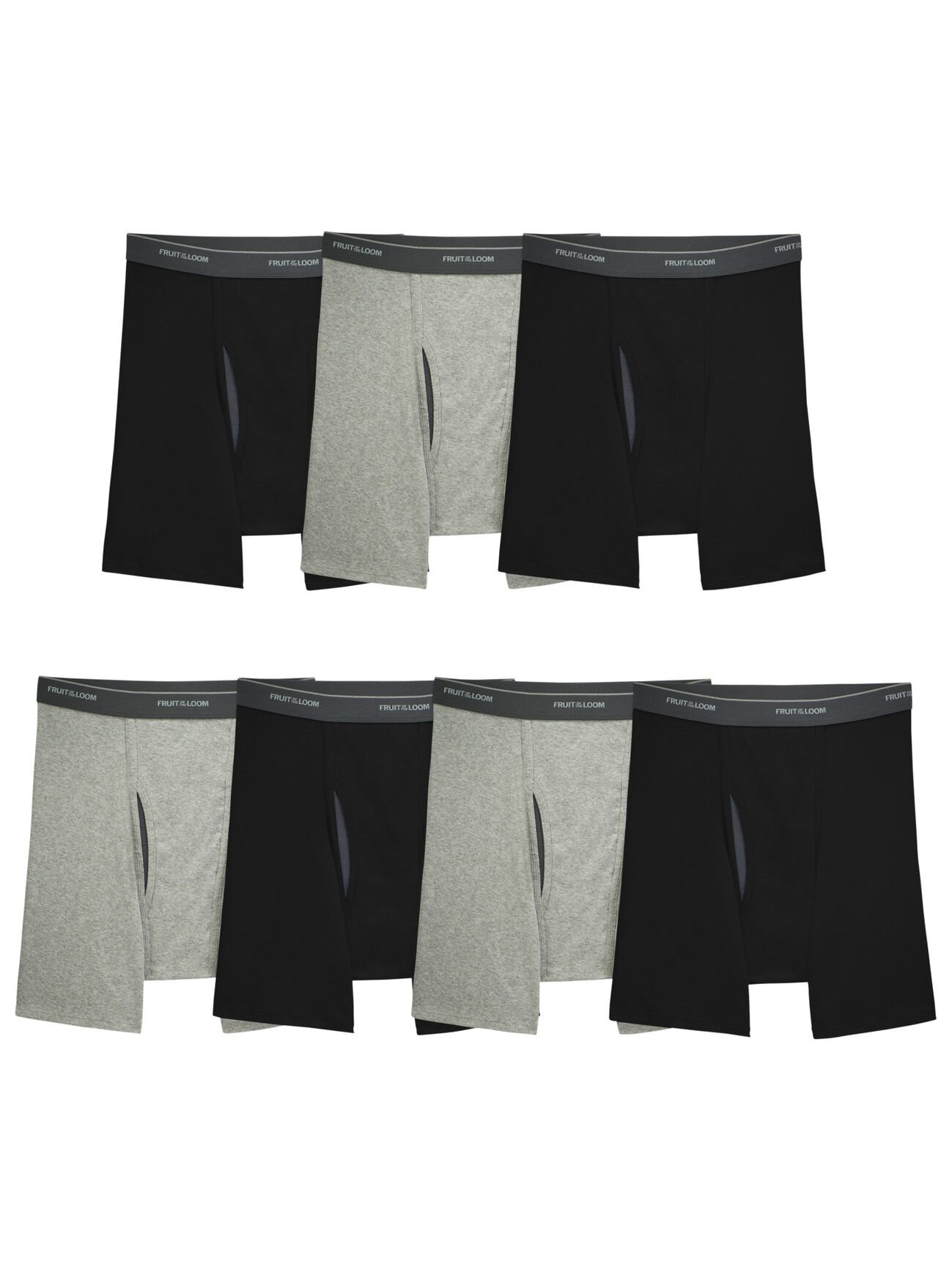 Men'sEversoft®  CoolZone® Fly Boxer Briefs, Black and Gray 7 Pack Assorted