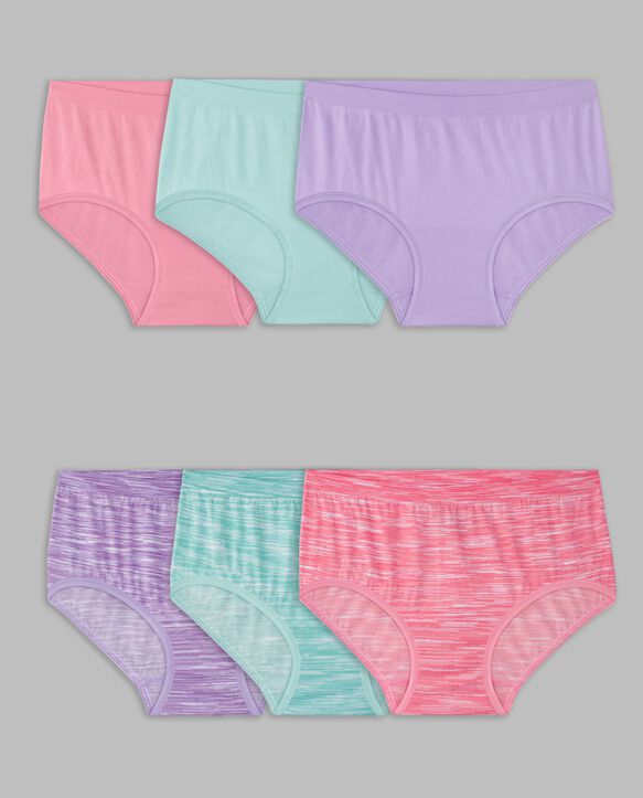 Girls' Seamless Classic Briefs, Assorted 6 Pack ASSORTED