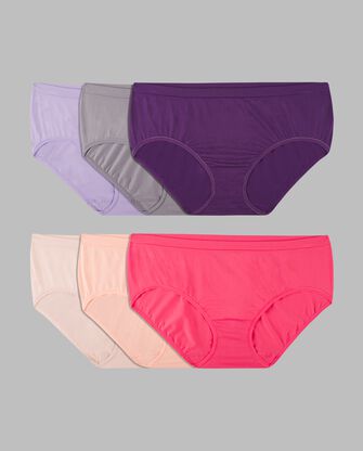 Women's 360 Stretch Seamless Low-Rise Brief Panty, Assorted 6 Pack Assorted
