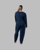 Women's Plus Fit for Me® Soft & Breathable Crew Neck Long Sleeve Shirt and Pants, 2 Piece Pajama Set MIDNIGHT BLUE