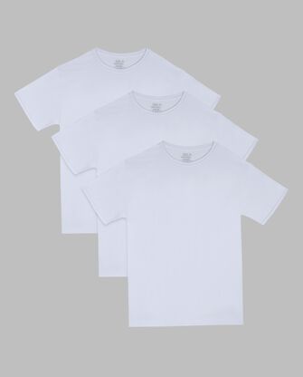 Tall Men's Premium Short Sleeve Breathable Cotton Mesh Crew T-Shirt, White 3 Pack 