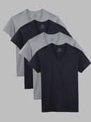 Men's Short Sleeve V-neck T-Shirt, Extended Sizes Black and Gray 4 Pack Black and Gray