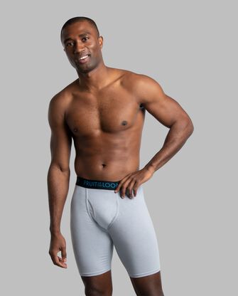 Men's Breathable Long Leg Boxer Briefs, 2XL Black and Gray 3 Pack 