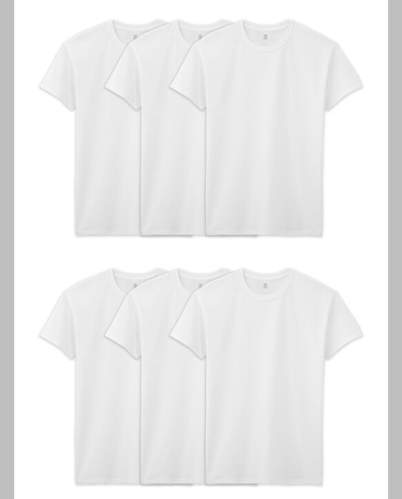 BVD Men's White Cotton Crew T-Shirt, 6 Pack