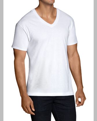 Men's Short Sleeve White V-Neck T-Shirts, 6 Pack WHITE