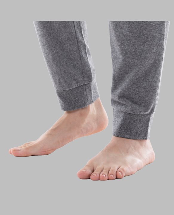 Fruit of the Loom Men's Jersey Short Sleeve Henley Top and Jogger Pant, 2 Piece Set GREY HEATHER