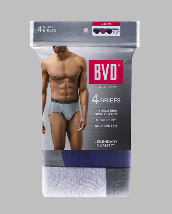 BVD® Men's Fashion Briefs, Assorted 4 Pack Assorted