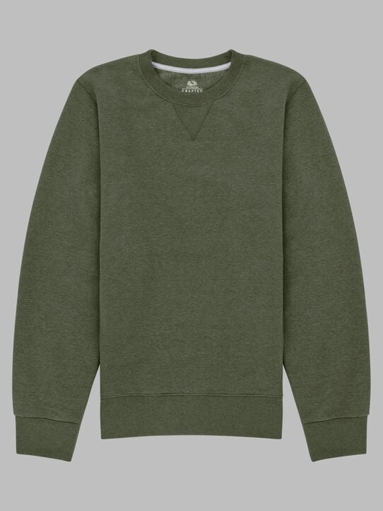 Men's Crafted Comfort Favorite Fleece Crew Military Green Heather