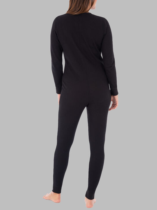 Women's Waffle Unionsuit BLACK