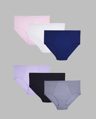 Women's Plus Fit for Me® Flexible Fit Brief Panty, Assorted 6 Pack 