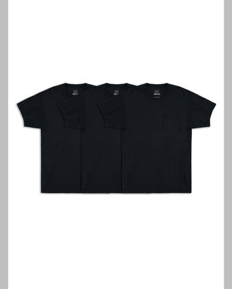 Men's Work Gear Black Pocket T-Shirt, 2XL, 3 Pack 