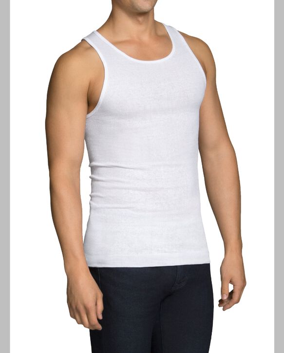 Men's White A-Shirts, 6 Pack White