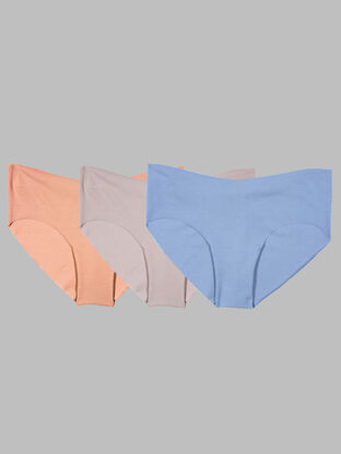 Women's No Show Hipster Panty, Assorted 3 Pack 