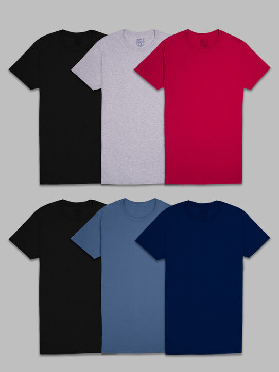 Men's Short Sleeve Crew T-Shirt, Extended Sizes Assorted 6 Pack Assorted