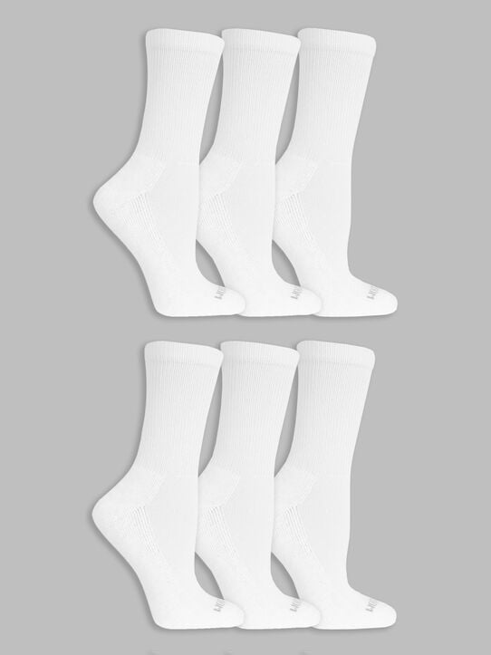 Women's Sport Crew Cush Sock, 10 Pack WHITE