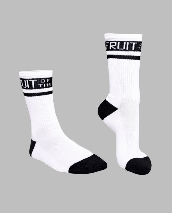Limited Edition Art of Fruit® Vintage Fashion Stripe Crew Socks WHITE/BLACK