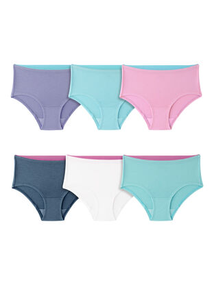 Girls' True Comfort 360 Stretch Brief Underwear, Assorted 6 Pack 