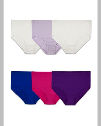 Women's Plus Fit for Me® Breathable Cotton-Mesh Brief Panty, Assorted 6 Pack Assorted