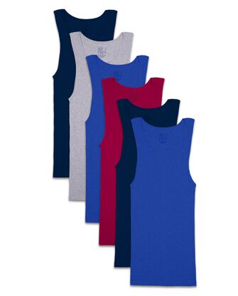 Men's Assorted A-Shirt, Extended Sizes, 6 Pack 