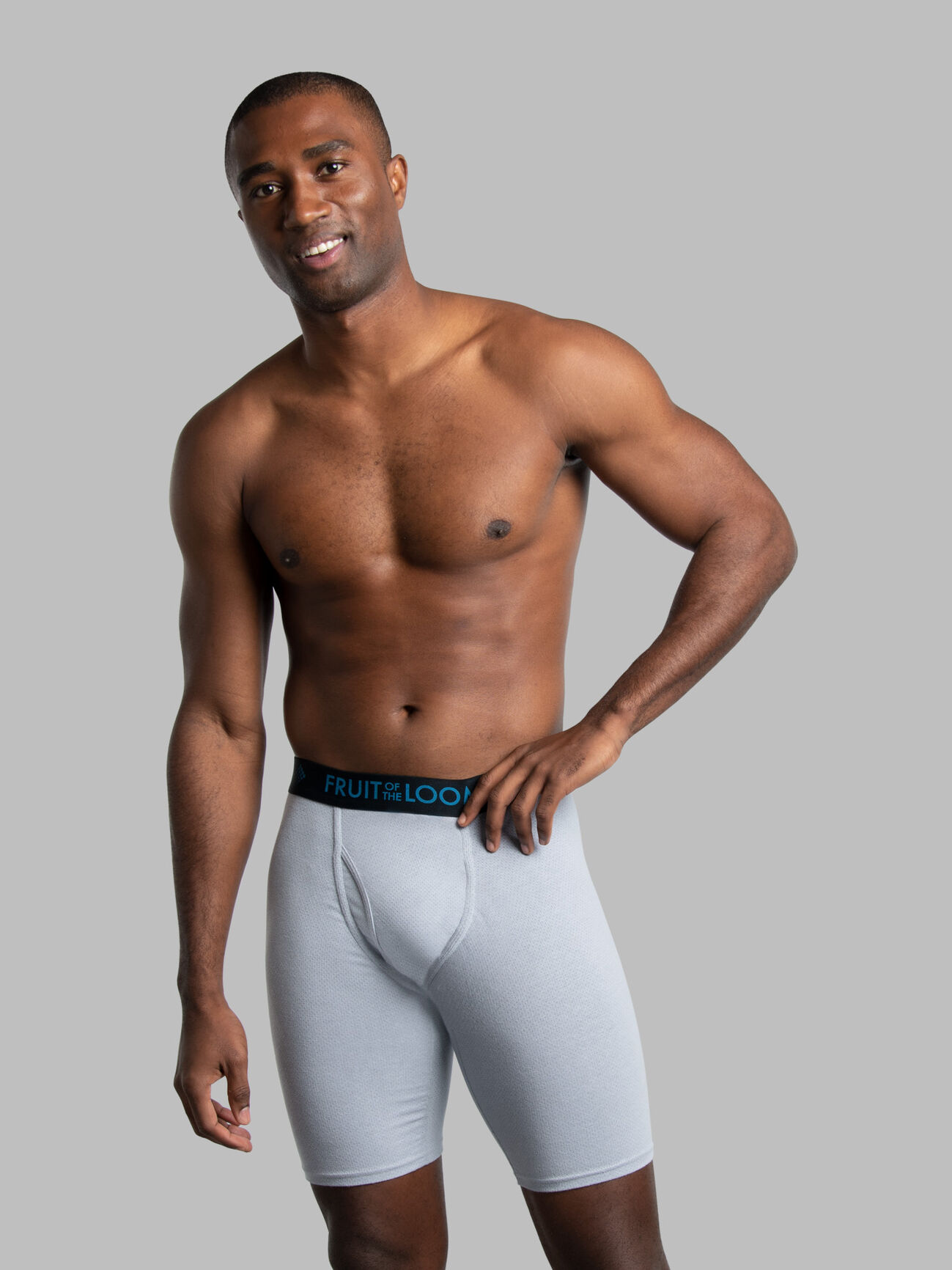 Men's Breathable Long Leg Boxer Briefs, 2XL Black and Gray 3 Pack Assorted
